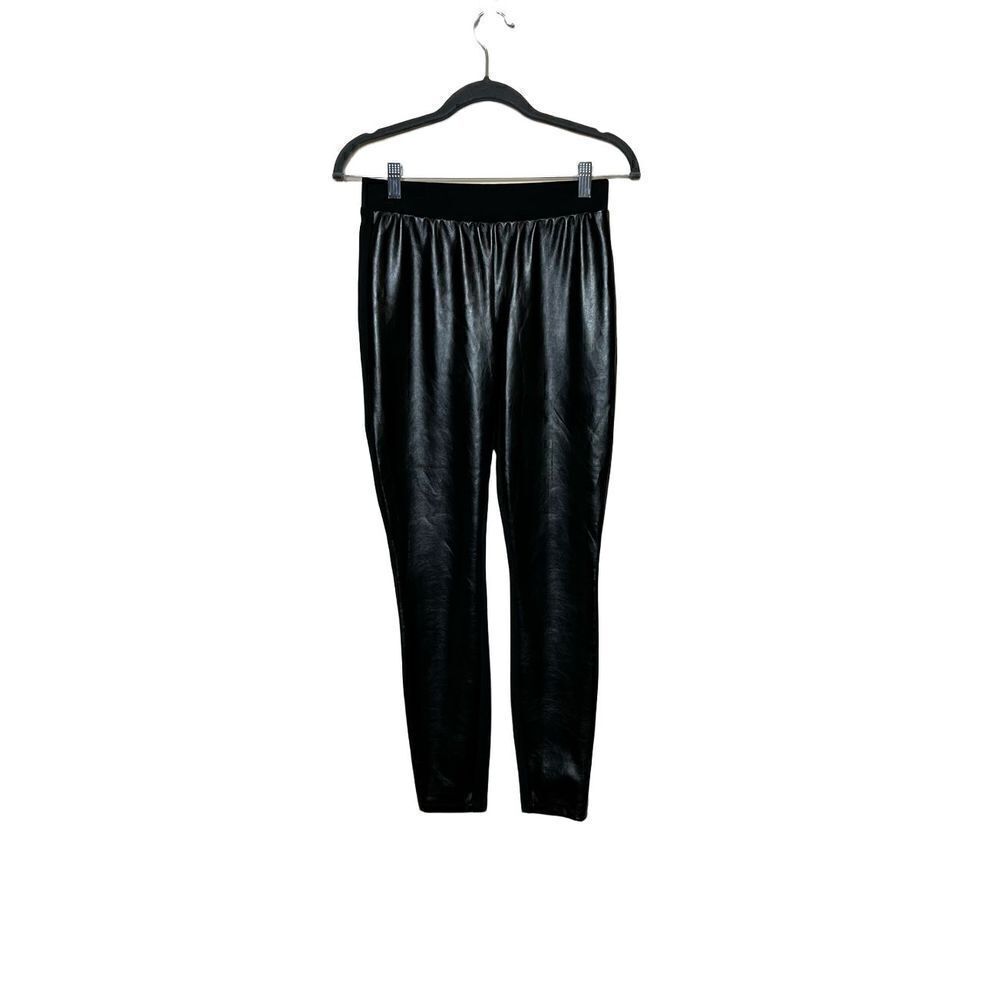Bebe black faux leather front leggings size XS